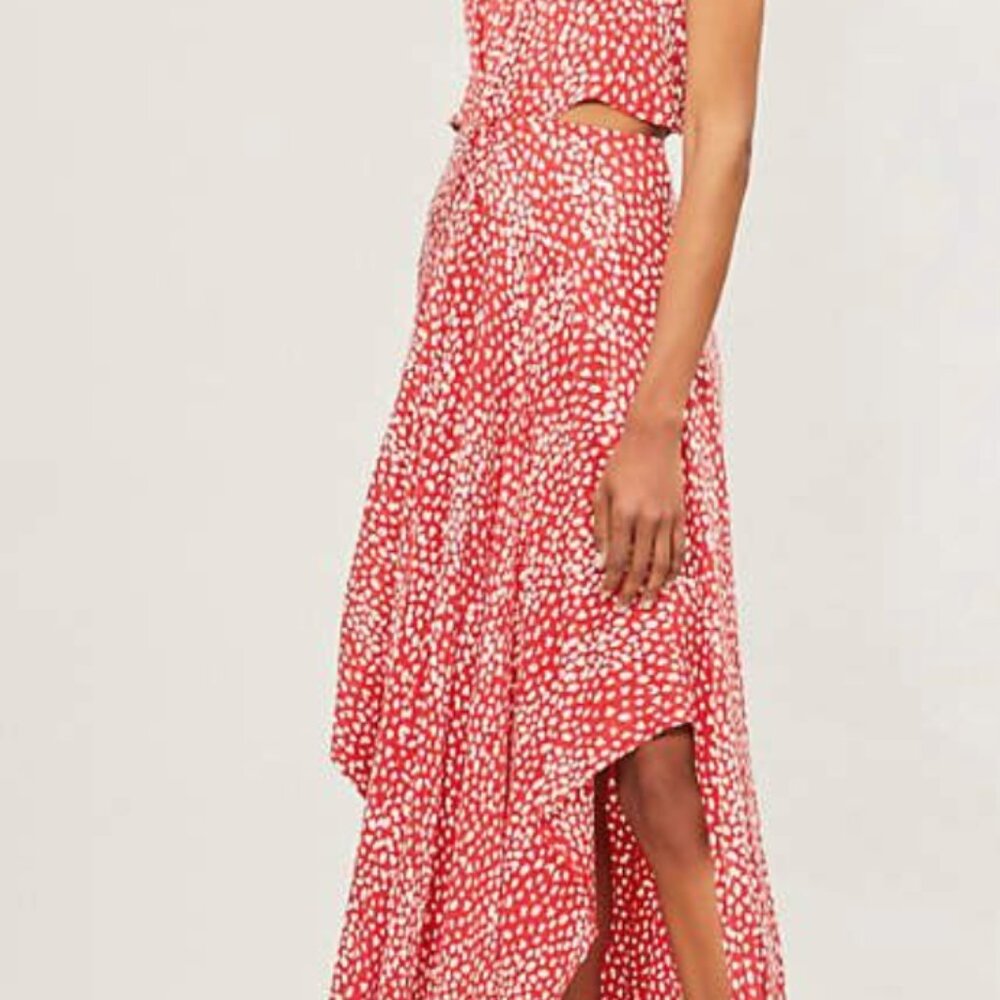 Maje Red Asymmetrical Dress Midi